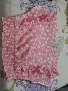 Pink Floral Ruffle Top