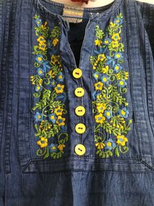 Denim Embroidered Dress