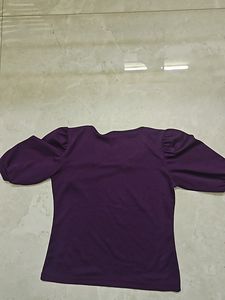Casual Puff Sleeves Self Design Top