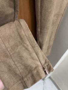 Zara Faux Suede Ankle Zip Skinny Leg Stretch Pants