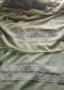 Pista Green  Lucknow Embroidered Dupatta