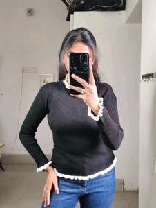 White Lace Detail Top