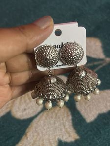 Silver Jhumka Earrings