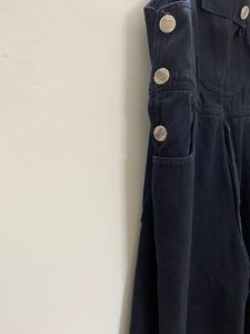Black full length solid denim dungaree