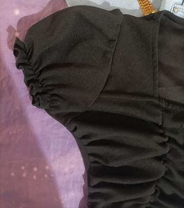 Black Sweetheart Neckline Top