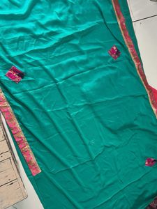 Elegant Teal Saree with Border