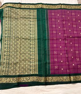 Traditional Green and Purple Kanjivaram Silk Saree