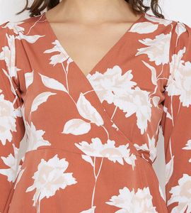 Berrylush Brown Wrap Dress