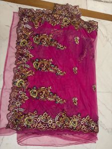 Embroidered Pink saree