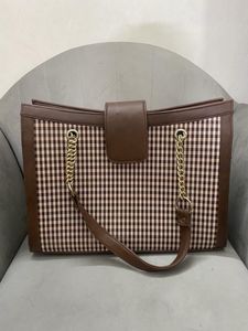 Brown Gingham Chain Tote