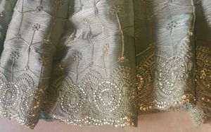 Pista Green  Silk Saree With Embroidery Work