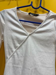 Wrap Front Ribbed Top