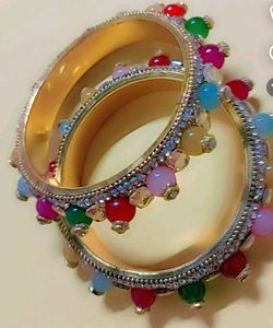 Colorful Crystal Bead Bangles (Set of 2)