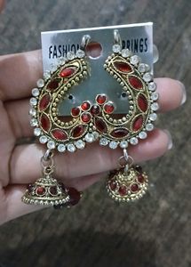 Red Jhumka Earrings