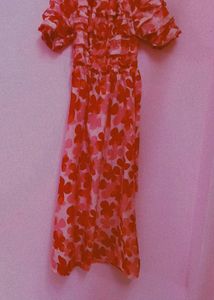 A RED ND PINK COLOUR ONE PIECE LONG DRESS!!!💓💓