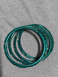 Teal Rhinestone Bangle Set