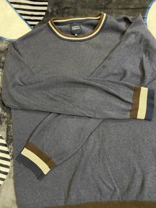 Navy blue wool Sweater With Retro Design Thrift