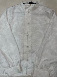 White Button Up Mandarin Collar Blouse