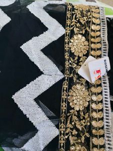 Maria B Style Black &amp; White Embroidered Gown