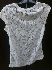 White Coloured Laced Top.