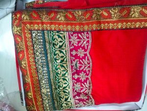 Red & Gold Embroidered Saree