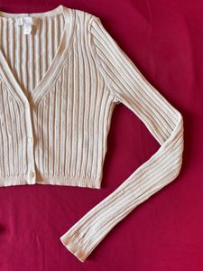 H&amp;M Beige Classic Cardigan Sweater