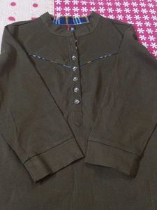 Olive Green Button-Down Shirt