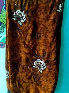Brown Floral Sequence Saree