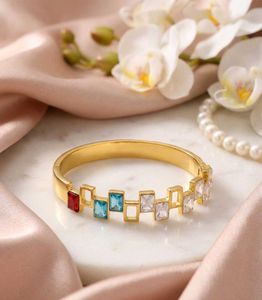Anti Tarnish square Bangle gem Bracelet