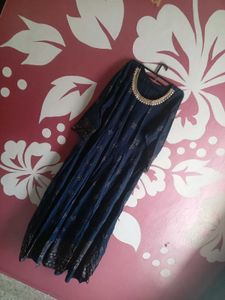 Pure Cotton Full Gown Navy Blue Kurti