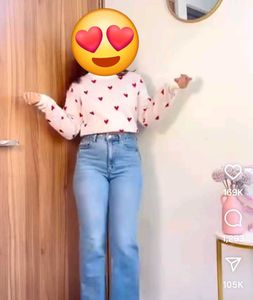 Heart Print Sweater & Jeans Set