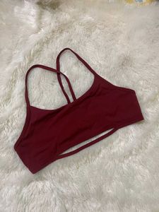 Burgundy Strappy Sports Bra