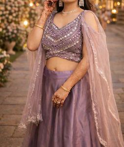 Lavender Sequin Lehenga Choli Set