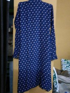 Blue Printed Ambrela Cut Long Sleeve Shrug