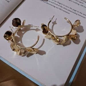Gold Floral Hoop Earrings