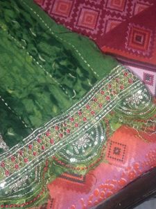 Green Ethnic Gown with pant and dupatta
