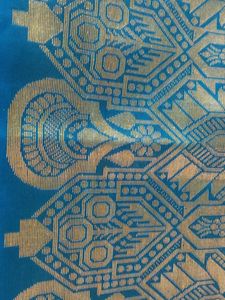 Blue &amp; Gold Silk Fabric