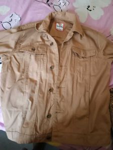 Khaki Color Denim Jacket For Men
