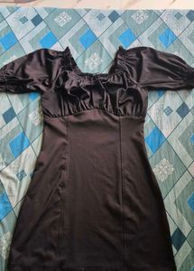 Brown Puff Sleeve Dress