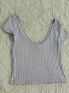Ribbed Scoop Neck Top