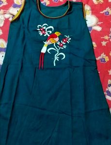Cotton Short Bottom Green Kurti