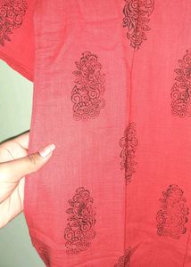 Red Hand Block Print Kurta