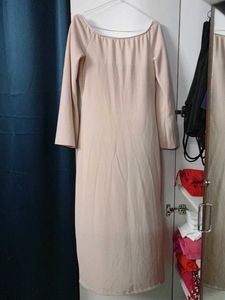 Beige Off Shoulder Dress