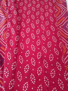 Red Bandhej Print Saree 😍