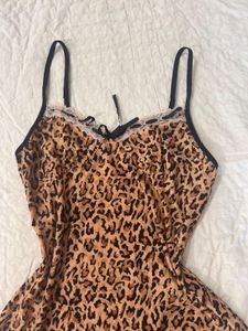 Vintage Leopard Print Lingerie Dress