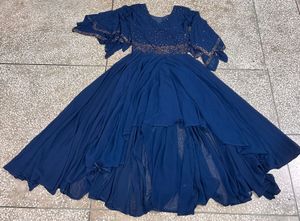 Elegant Blue Ethnic Gown Shrara Fancy Dress