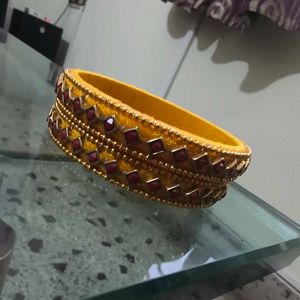 Yellow thread Bangle Set