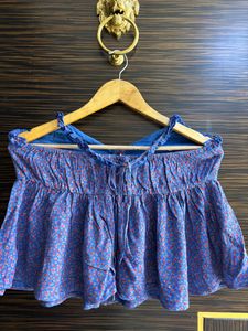 Halter Neck Floral Blue Top