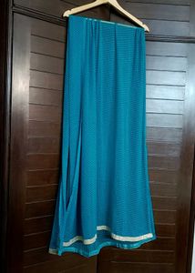 Women Teal Blue Sequence Chanderi Cotton Suit Set