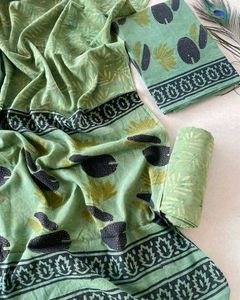 Green Printed Cotton Suit